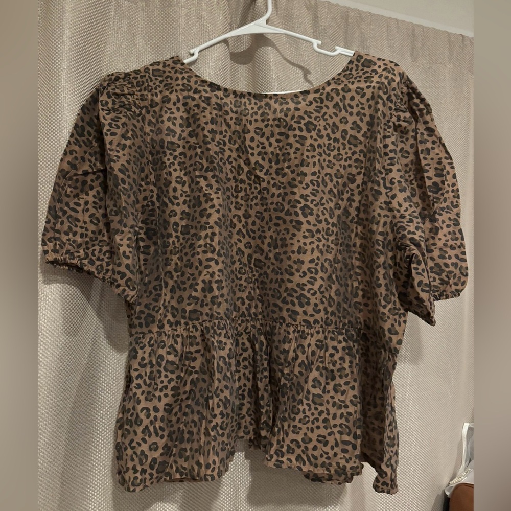 American Eagle Outfitters Brown Leopard Print Blouse